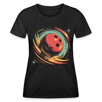 Boule de bowling rétro - T-shirt sport Femme - noir - Devant - AI Model Female 172 light (172cm)