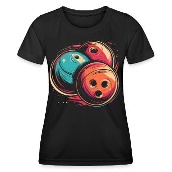 Boules de bowling Synthwave - T-shirt sport Femme - noir - Devant - AI Model Female 172 light (172cm)