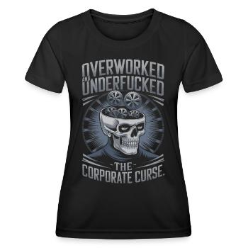 Überlastet und unterbezahlt - Funny Corporate Skull - Frauen Funktions-T-Shirt - Schwarz - Vorne - AI Model Female 172 light (172cm)