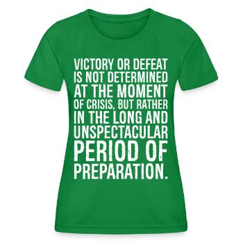 La victoire ou la défaite n’est pas déterminée pour le moment - T-shirt sport Femme - vert - Devant - AI Model Female 172 dark (172cm)