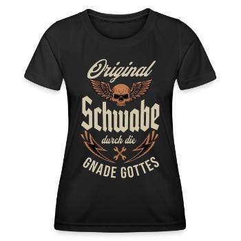 Original Schwabe durch die Gnade Gottes - Frauen Funktions-T-Shirt - Schwarz - Vorne - AI Model Female 172 light (172cm)