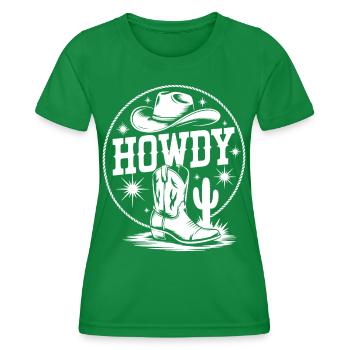 Western Cowboy Silhouette Design - Women's Functional T-Shirt - kelly green - Front - AI Model Female 172 dark (172cm)