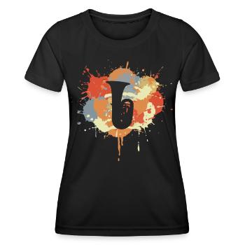 Tuba Sketch - Women's Functional T-Shirt - black - Front - AI Model Female 172 light (172cm)