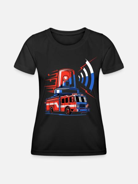 Feuerwehrauto mit Sirene - Frauen Funktions-T-Shirt - Schwarz