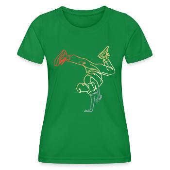 Vintage Breakdancing Junge Skizze - Frauen Funktions-T-Shirt - Kelly Green - Vorne - AI Model Female 172 dark (172cm)