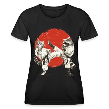 Karate, Japanischer Kampfsport Katze Waschbär - Frauen Funktions-T-Shirt - Schwarz - Vorne - AI Model Female 172 light (172cm)