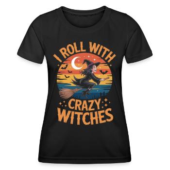 Costume d'Halloween de la Forêt Magique Vol de Sorcière - T-shirt sport Femme - noir - Devant - AI Model Female 172 light (172cm)