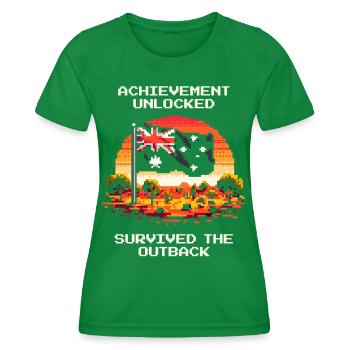 Achievement: Outback Survived | Australia - Women's Functional T-Shirt - kelly green - Front - AI Model Female 172 dark (172cm)