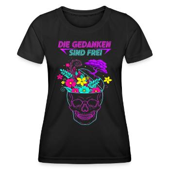 Neon Flowers Skull - Les pensées sont libres - T-shirt sport Femme - noir - Devant - AI Model Female 172 light (172cm)
