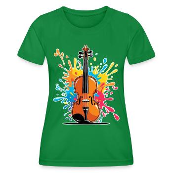 Vibrantes Violinenkunst Design - Frauen Funktions-T-Shirt - Kelly Green - Vorne - AI Model Female 172 dark (172cm)
