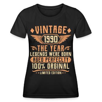 35th Birthday Vintage - Year 1990 - Women's Functional T-Shirt - black - Front - AI Model Female 172 light (172cm)