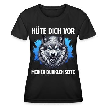 Wolf Spirit BEWARE MY DARK SIDE - Women's Functional T-Shirt - black - Front - AI Model Female 172 light (172cm)