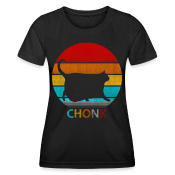 Sunset Chonk Cat – Süße fette Katze Liebhaber T-Shirt - Frauen Funktions-T-Shirt - Schwarz - Vorne - AI Model Female 172 light (172cm)