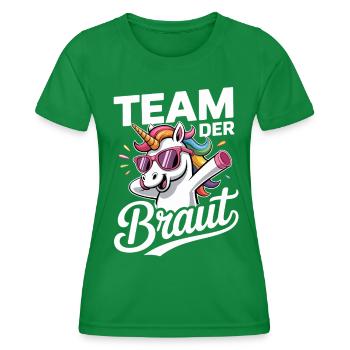 Enhjørning Team Brude Design Enhjørning Bryllup Humor - Funktionsshirt til damer - kelly grøn - Foran - AI Model Female 172 dark (172cm)