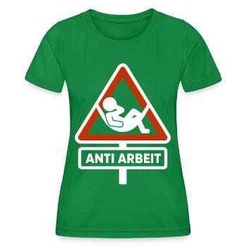 Panneau anti travail – Chemise anti-fraude au temps de travail Malle - T-shirt sport Femme - vert - Devant - AI Model Female 172 dark (172cm)