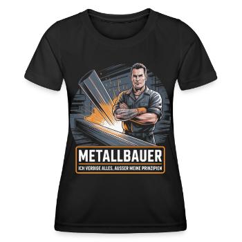 Metal worker with slogan and industrial design - Women's Functional T-Shirt - black - Front - AI Model Female 172 light (172cm)