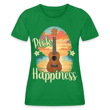 Choisissez le bonheur ! Ukulélé Coucher de soleil - T-shirt sport Femme - vert - Devant - AI Model Female 172 dark (172cm)
