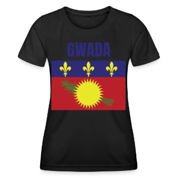 GWADA Guadeloupe flag t-shirt - Women's Functional T-Shirt - black - Front - AI Model Female 172 light (172cm)