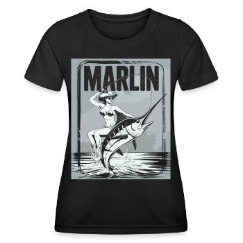 Marlin Pêcheuse Rétro - T-shirt sport Femme - noir - Devant - AI Model Female 172 light (172cm)