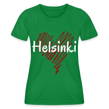 I Love Helsinki, Helsinki Finland - Women's Functional T-Shirt - kelly green - Front - AI Model Female 172 dark (172cm)