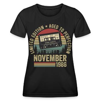 Novembre 1986 - T-shirt sport Femme - noir - Devant - AI Model Female 172 light (172cm)