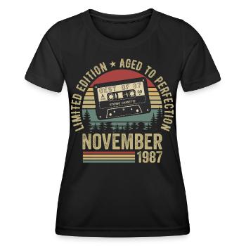 November 1987 - Women's Functional T-Shirt - black - Front - AI Model Female 172 light (172cm)