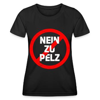 Animal welfare NO TO FUR Animal welfare funny - Women's Functional T-Shirt - black - Front - AI Model Female 172 light (172cm)