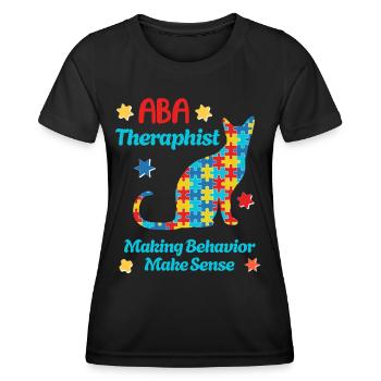 L’équipe de l’autisme : Forts ensemble - T-shirt sport Femme - noir - Devant - AI Model Female 172 light (172cm)