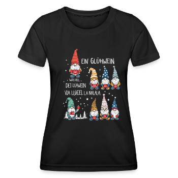 Ein Glühwein Wichtel La Nalala Weihnachten - Frauen Funktions-T-Shirt - Schwarz - Vorne - AI Model Female 172 light (172cm)