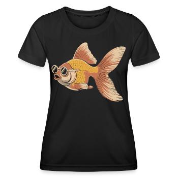 Poisson rouge avec des lunettes dessin animé - T-shirt sport Femme - noir - Devant - AI Model Female 172 light (172cm)