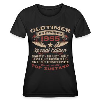 70. Geburtstag Geschenk Oldtimer November 1955 - Frauen Funktions-T-Shirt - Schwarz - Vorne - AI Model Female 172 light (172cm)