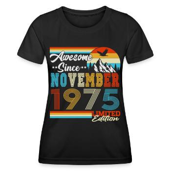 November 1975 Jahrgang Vintage Retro Geburtstag - Frauen Funktions-T-Shirt - Schwarz - Vorne - AI Model Female 172 light (172cm)