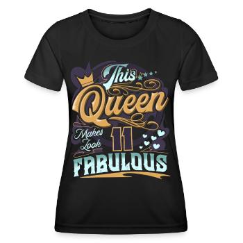 Reine du 11e anniversaire - T-shirt sport Femme - noir - Devant - AI Model Female 172 light (172cm)