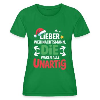 Vilain Père Noël disant - T-shirt sport Femme - vert - Devant - AI Model Female 172 dark (172cm)