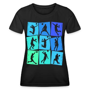 Volleyball Volleyballer Herren Kinder Jungen - Frauen Funktions-T-Shirt - Schwarz - Vorne - AI Model Female 172 light (172cm)