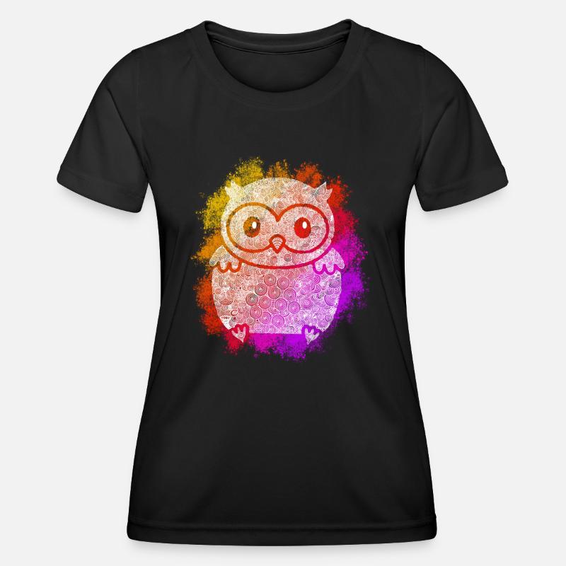 Zentangle Eule - Frauen Funktions-T-Shirt - Schwarz
