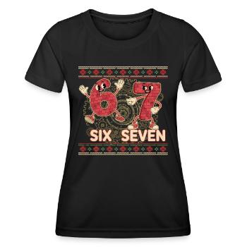 6 7 Sechs Sieben Meme – Aura Points Weihnachten  - Frauen Funktions-T-Shirt - Schwarz - Vorne - AI Model Female 172 light (172cm)