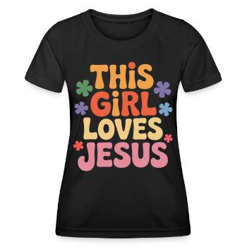 This Girl Loves Jesus - Women's Functional T-Shirt - black - Front - AI Model Female 172 light (172cm)