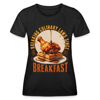 Chicken With Waffles Breaking Culinary Laws - Women's Functional T-Shirt - black - Front - AI Model Female 172 light (172cm)
