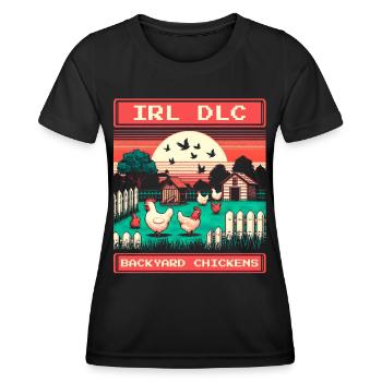 IRL DLC | Chickens in the garden - Women's Functional T-Shirt - black - Front - AI Model Female 172 light (172cm)