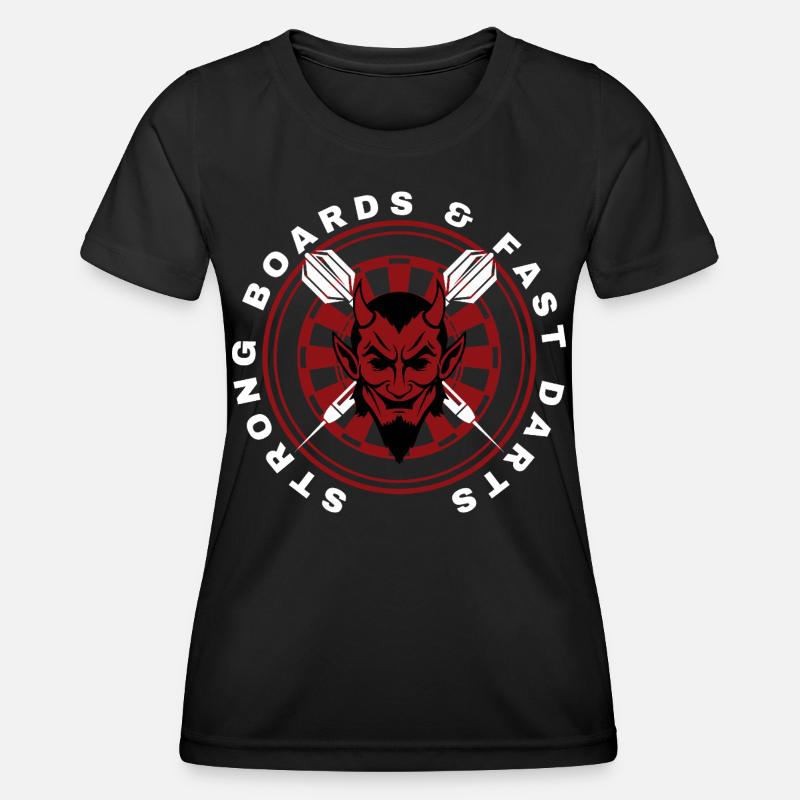 Darts, bullseye, dartboard and devil. - Women's Functional T-Shirt - black