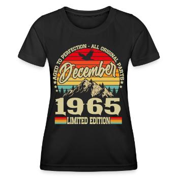 Vintage Décembre 1965 Vintage Rétro Anniversaire - T-shirt sport Femme - noir - Devant - AI Model Female 172 light (172cm)