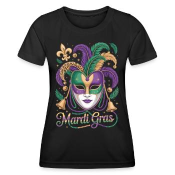 Mardi Gras T-Shirt – Venezianische Maske Karneval - Frauen Funktions-T-Shirt - Schwarz - Vorne - AI Model Female 172 light (172cm)