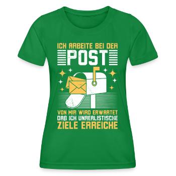 Briefträger ARBEITE BEI DER POST Lustiges - Frauen Funktions-T-Shirt - Kelly Green - Vorne - AI Model Female 172 dark (172cm)