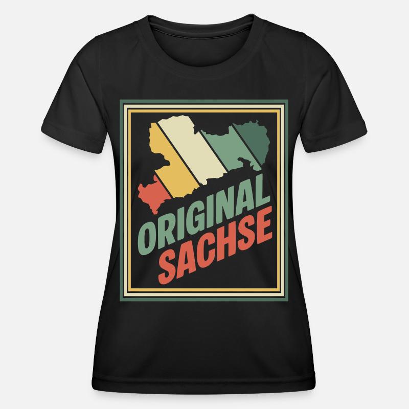 Original Saxony Retro Emblem - Women's Functional T-Shirt - black
