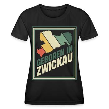 Né à Zwickau - T-shirt sport Femme - noir - Devant - AI Model Female 172 light (172cm)