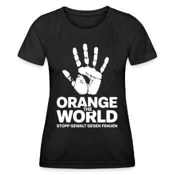 Orange The World Stopp Gewalt Gegen Frauen - Frauen Funktions-T-Shirt - Schwarz - Vorne - AI Model Female 172 light (172cm)