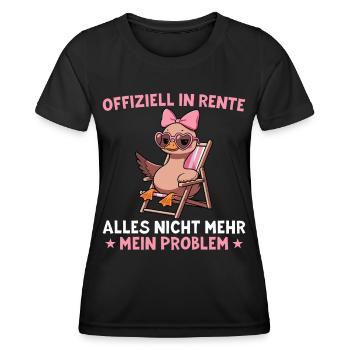 Rentnerin Ente im Liegestuhl - Abschied Rente - Frauen Funktions-T-Shirt - Schwarz - Vorne - AI Model Female 172 light (172cm)