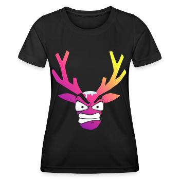 Furious Christmas Snow Deer Head - Women's Functional T-Shirt - black - Front - AI Model Female 172 light (172cm)
