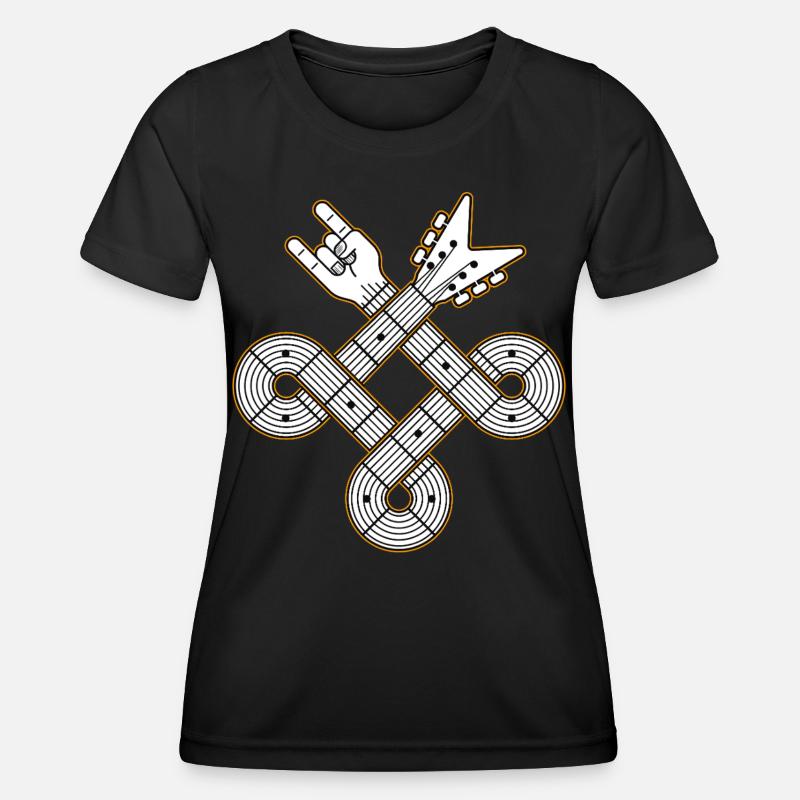 Interlaced Guitar Celtic Knot - Women's Functional T-Shirt - black